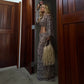 Vacation Outfits for Woman 2 Piece Sets Zebra Print Sheer Chiffon Long Sleeve Crop Top and Maxi Skirt Set