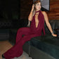 Deep V Neck Backless Flared Jumpsuit Fall 2025 Fashion Woman One Piece Black Jumpsuits Sexy Club Outfits