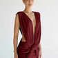 Deep V Neck Sleeveless Sexy Mini Dress Women Elegant Hollow Out Backless High Waist Ruched Skinny Club Party Dresses