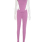 Sexy Women Tracksuit 2 Piece Set Sleeveless Side Split Bodysuit+Ruched Foot Leggings Matching Hipster Street Outfits
