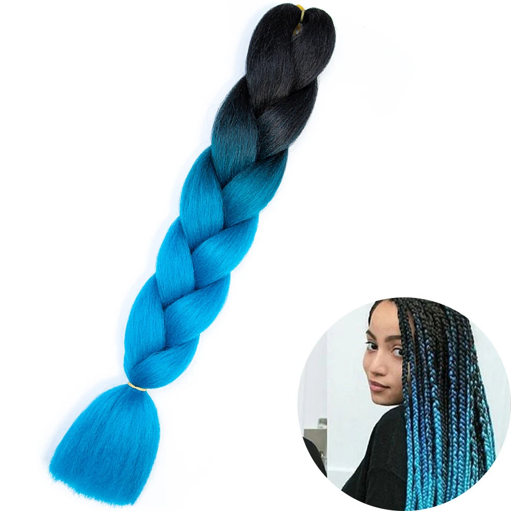 Synthetic Jumbo Braiding Hair Extension 24 Inch Heat Resistant Fiber In Bulk Ombre Jumbo Braids Hair For Black Women