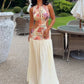 Sexy Shirring Backless Dress Women  Fashion Colorful Floral Print Hollow Patchwork Sleeveless Elegant Party Bodycon