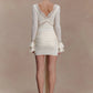 Slinky Lace Long Sleeve Sexy Mini Dress Women Elegant  Cut-out V Neck Backless Bodycon Club Party Dress Female Clothes