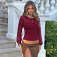 Tie-front Mesh Patchwork Long Sleeve Tops Elegant Fashion Black Shirts for Women Clothes Autumn 2026