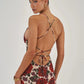 Spaghetti Strap Backless Print Dress For Women Fashion Deep V Neck Sleeveless Lace Up Bodycon Printed Sexy Long Dress