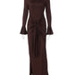 Flare Long Sleeve Draped Sexy Maxi Dress Women Gown Elegant O Neck High Waist Bodycon Club Party Long Dresses Female