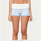 Women Y2k Knit Mini Shorts Striped Foldover Low Waist Elastic Slim Fit Vintage Going Out Micro Bottom Streetwear