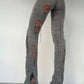 Low Rise Flare Pants Streetwear Trendy Hollow Hole Knitted Slim Trousers Women See Through Clothes