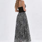 Women Zebra Print Spaghetti Strap Sexy Maxi Dress Mesh Patchwork Sweetheart Neck Sleeveless High Waist Long Party Dress