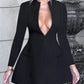 Autumn Long Sleeve Sexy Mini Dress For Women Solid Zipper Deep V Neck Two Pocket High Waist A-line Dress Femme Clothes