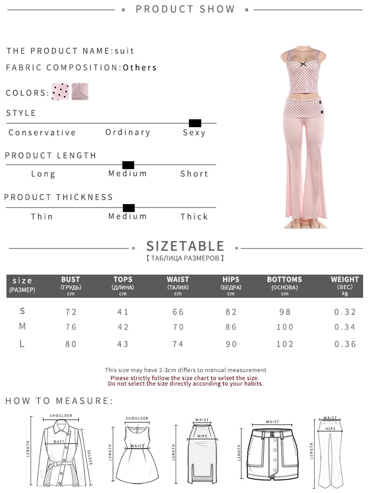 Polka Dot Patchwork 2 Piece Set Woman Bow Low-Neck Backless Crop Tops+Button Decoration Long Pants Elegant Style Suit