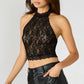 Sexy Lace Halter Neck Tank Top Women Sleeveless Backless Slim Fit Crop Tops Vest Lady Party Club Jacquard Short Tops