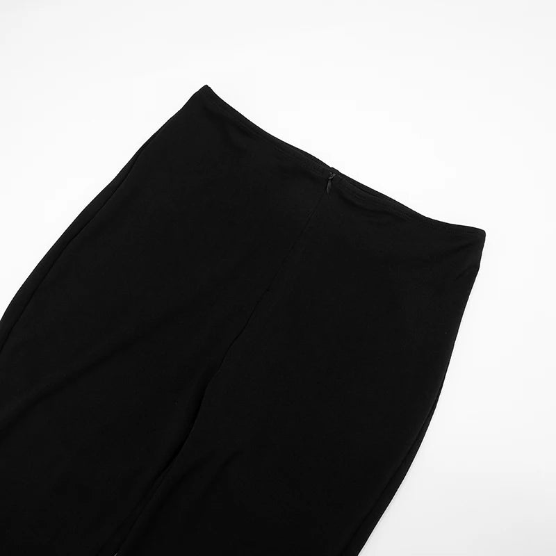 Simple Tracksuits 2-Piece Set Women Chest Hollow Long Sleeve Cardigan+Zip Pants Marching Stretch Skinny Sexy Clubwear