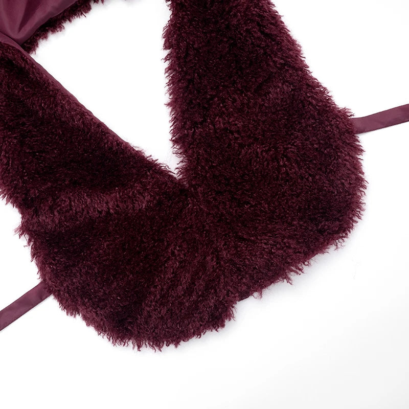 Hooded Furry 2 Piece Set Women Sexy U-Neck Backless Bandage Tank Tops+Tight Mini Skirt Chic Midnight Party Clubwear