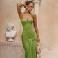 Black Evening Dresses Woman Elegant Sexy Front Tie Backless Halter Maxi Dress