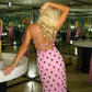 Polka Dot Print Pink Summer Dresses 2026 Sexy Lace Up Backless Maxi Dress Women' S Clothes