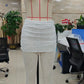 Women Lace Cropped Leggings with Skirt Overlay See Through Mesh Capri Pants High Waist Ruched Summer Casual Streetwear