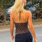 Brown Polka Dot Print Backless Halter Tops Women's Tanks Camis Summer 2026 Fashion Clothes