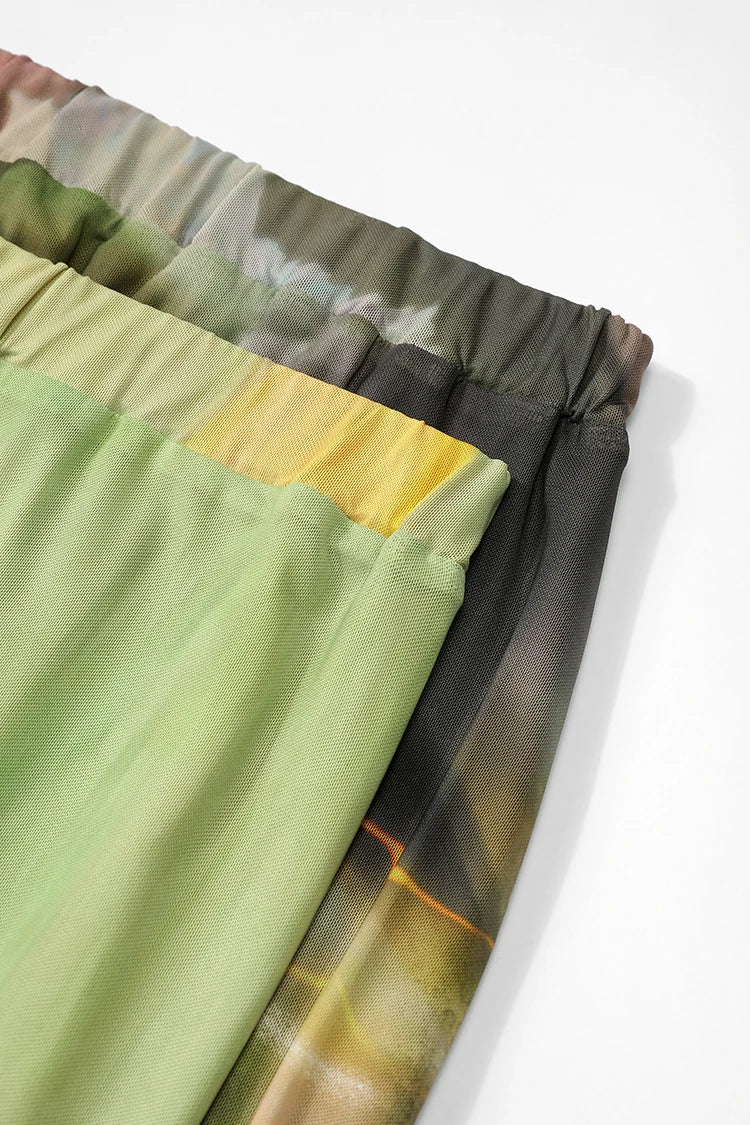 2025 Summer New Arrival Light Multi-color Oil Painting Style Graphic Maxi Skirt For Woman