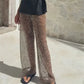 Sequin Mesh Wide Leg Pants Women High Waist See Through Sheer Elastic Waist Beachwear Trousers For Summer Vacation
