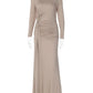 Long Sleeve Ruched Sexy Maxi Dress Women Autumn Winter Fashion O Neck High Waist Bodycon Club Party Long Dress Elegant