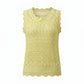 Women Hollow Out Knit Tank Top Sleeveless Scallop Trim Crochet Blouse Casual Summer Beach Aesthetic Streetwear Daily Top