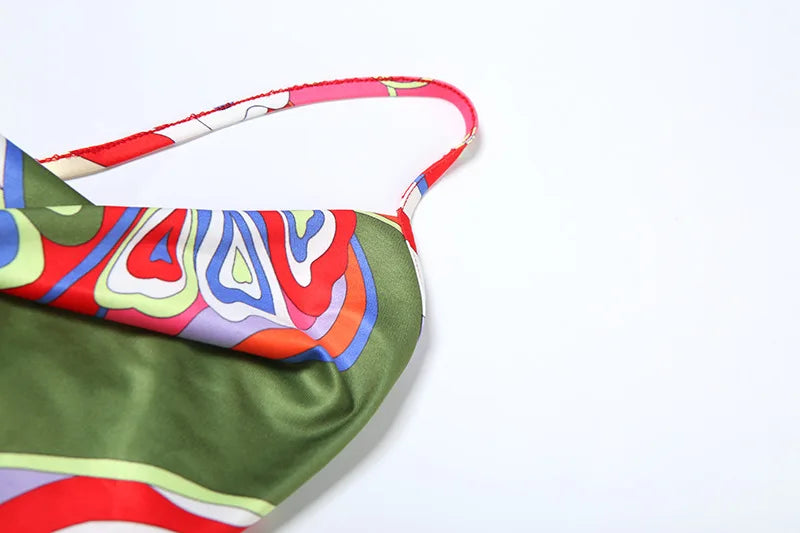 Colorful Print Sexy Dresses for Women Clothing Spaghetti Strap Backless Mini Dress Night Club Outfits