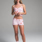 Sweet Lipstick Print Women 2-Piece Set Casual Slim Camisole Tops+Elastic Waist Shorts Casual Tracksuit Matching Suits