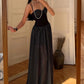 Elegant Party Sling Dress+Scarf Woman Low-Neck Backless Polka Dot Print Sleeveless Mesh Patchwork Hem Ruched Vestidos