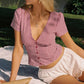 Women Y2k Button Down Shirt Preppy Short Sleeve Lapel Collar Blouse 2025 Vintage Slim Fit Crop Top Summer Streetwear