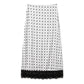 Women Elegant Lace Satin Spliced Midi Skirts Sexy Dots Print High Waist Retro Casual Straight Midi Skirts Y2K Streetwear