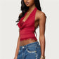 Sexy Women's Halter Neck Vest Tops Summer Sleeveless Open Back Solid Color Slim Fit Lace Trim Tank Tops Party Clubwear