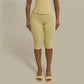 Elegant Women Floral Embossed Lace Capri Leggings High Waist Slim Stretch Knee Cropped Pants Solid Daily Casual Bottoms