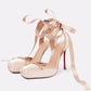 2026 Women's New Summer Square Satin High Heel Sandals with Ankle Strap, Fashionable Party and Banquet Ballet High Heels