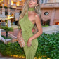 Halter Strapless Sexy Maxi Dress For Women Fashion Green Off-shoulder Backless Sleeveless Bodycon Elegant Long Dress
