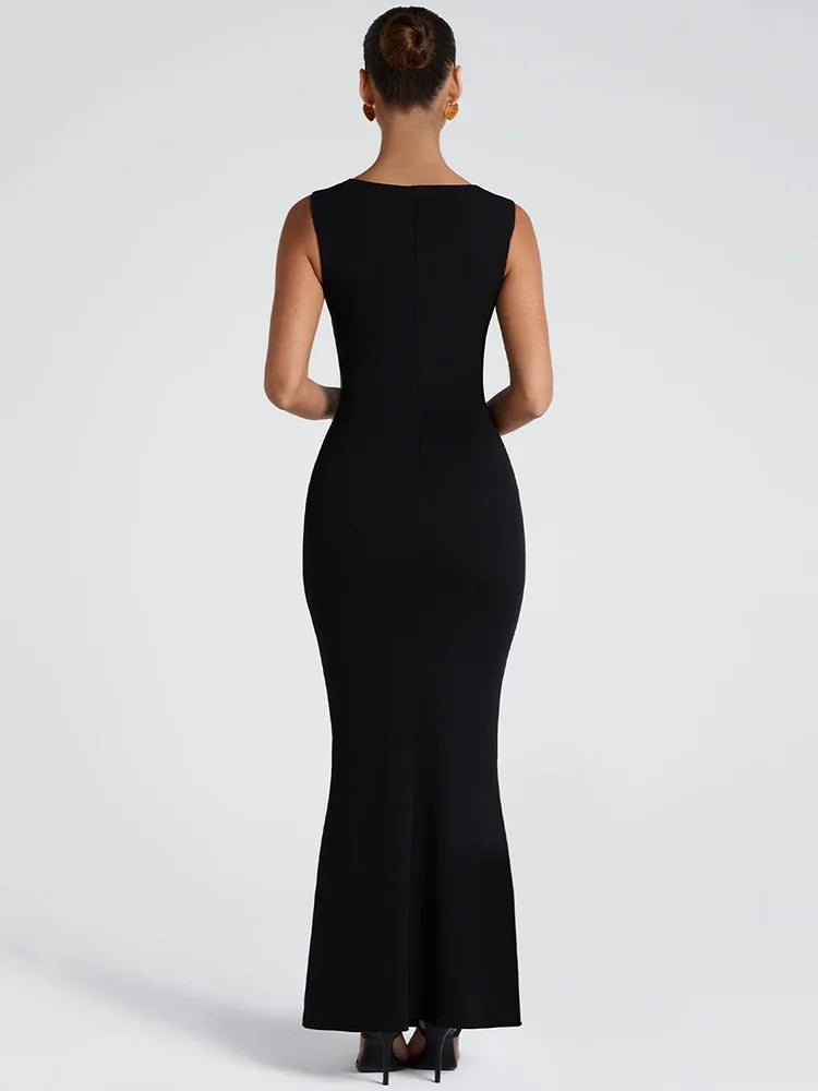 Square Collar Sleeveless Sexy Maxi Dress For Woman Fashion Spring Summer New High Waist Bodycon Club Party Long Dress