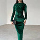 Elegant Velvet Long Sleeve Sexy Maxi Dress For Women Autumn Winter New Fashion O Neck Bodycon Club Party Long Dress