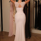 Women Mermaid Evening Maxi Dress Sheer Mesh Cap Sleeve Ruched Bodycon Formal Prom Gown Wedding Guest Party Dress