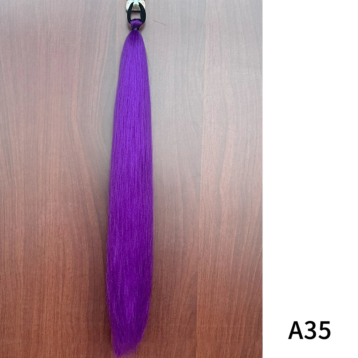 Synthetic Long Straight Ponytail Extensions With Rubber Band DIY Braided Ponytail Purple Hair Accessories for Halloween