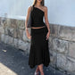 One Shoulder Crop Top and Pleated Skirt 2 Piece Set Summer Outfit Woman 2025 Elegant Long Dresses
