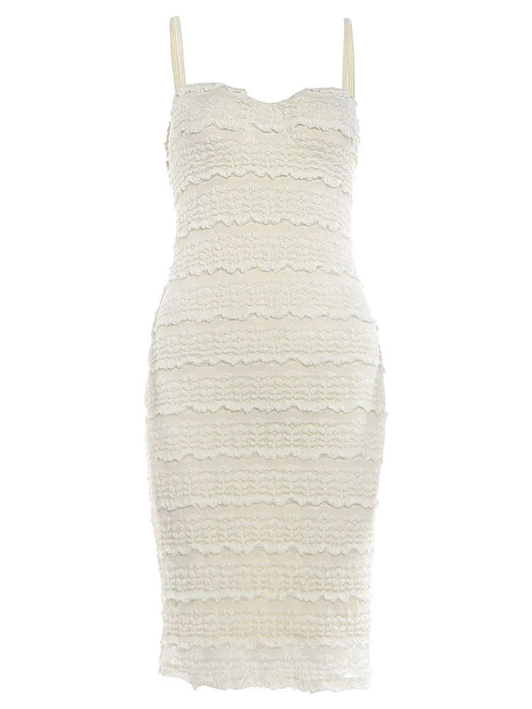 Backless Ruched Elegant Sling Dress Woman Summer Trend Low-Neck Sleeveless Vacation Beach Party Style Chic Mid Bodycon