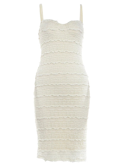 Backless Ruched Elegant Sling Dress Woman Summer Trend Low-Neck Sleeveless Vacation Beach Party Style Chic Mid Bodycon