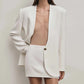 Deep V Neck Long Sleeve Sexy Blazer Jacket Women Elegant Office Lady Elegant One Button Blazers Jackets Slim Coats