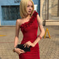 Folds Dress Women Asymmetrical Collar Sleeveless Skinny Summer Fashion Classic Party Sexy Midnight Chic Mini Bodycon