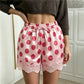 Women Satin Polka Dot Print Shorts Elastic Drawstring Waist Lace Trim Hem Loose Summer Casual Lounge Sleepwear Shorts