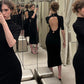 Sexy Backless Long Dress Woman Summer Trend Turtleneck Short Sleeve High Waist Skinny Stretch Prom Elegant Vestidos