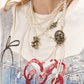 Vintage Gothic Asymmetric Brass Pendant Pearl Necklace Versatile Waist Chain For Women