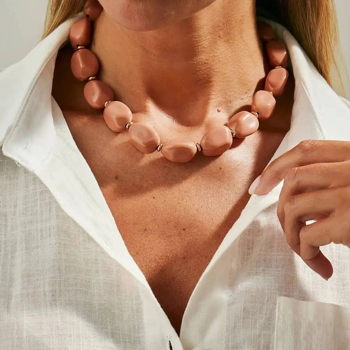 5 Colors Boho Irregular Acrylic Clavicle Chain Necklace Women Fashion Handmade Bead Choker Necklaces Party Jewelry