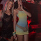 Women's Ombre Knit Mini Dress Summer Fashion Sleeveless Square Neck Bodycon Cami Dress for Party Beach Vacation