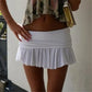 Women Low Waist Fold Over Pleated Mini Skirt Y2K Ruched Flared A Line Short Skirt Summer Casual Fairy Skirt